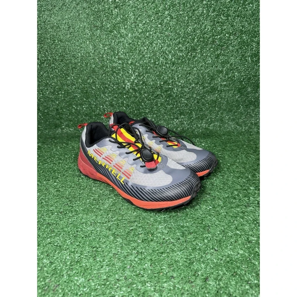 Merrell Kids Youth Size 5 Agility Peak Black Red Hiking Shoes Outdoor Sneakers